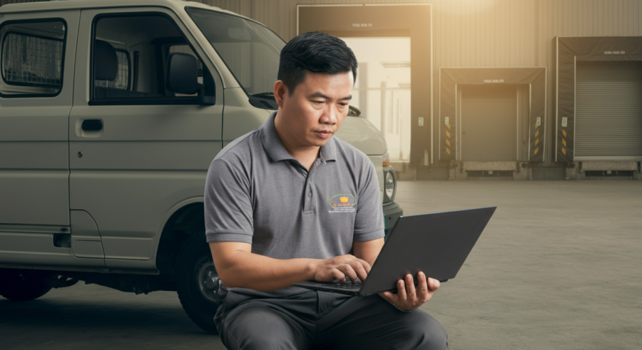 Doanh nhân tính toán chi phí vận hành xe tải nhỏ