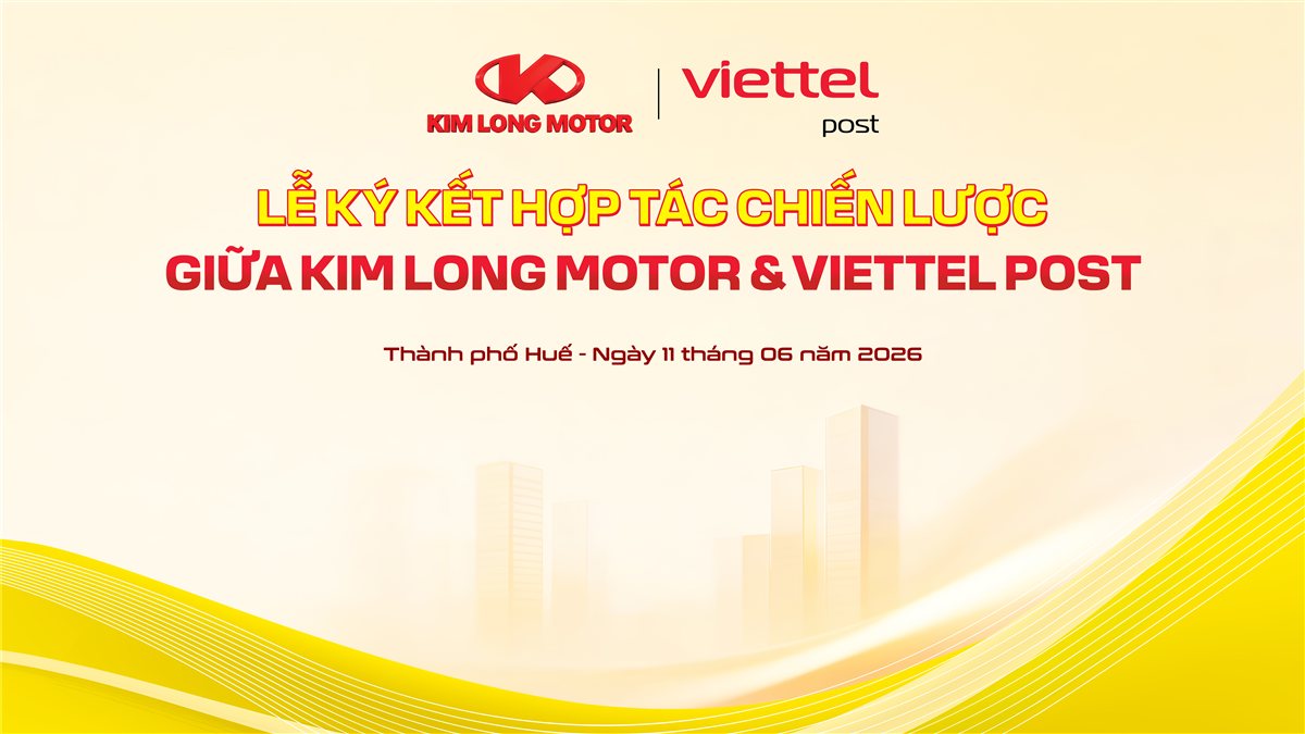 Backdrop lễ ký kết Kim Long Motor và Viettel Post
